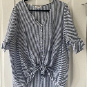 Chic Soul Stripped Linen Shirt